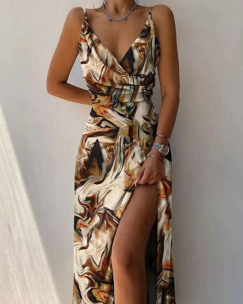 Mila - Élégante robe maxi avec une fermeture éclair sur le côté