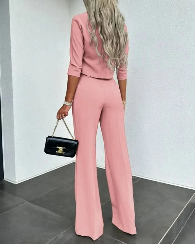 Ensemble Femme - Tailleur Pantalon Élégant - Slim Fit - Tissu Confortable - Style Chic et Moderne