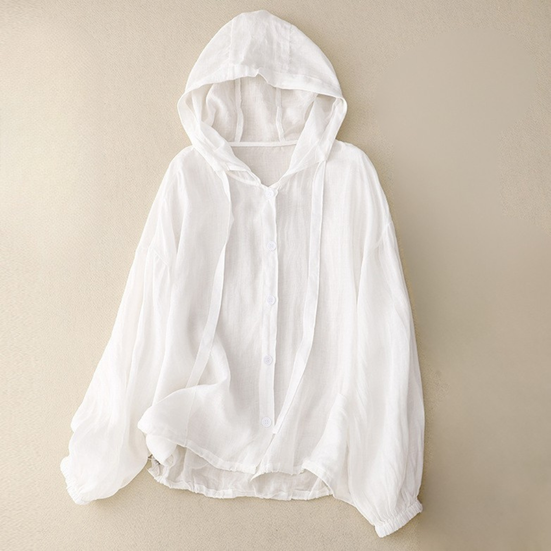 Sweat à capuche femme – Linnen – Coupe oversize – Boutonné – Cordon ajustable