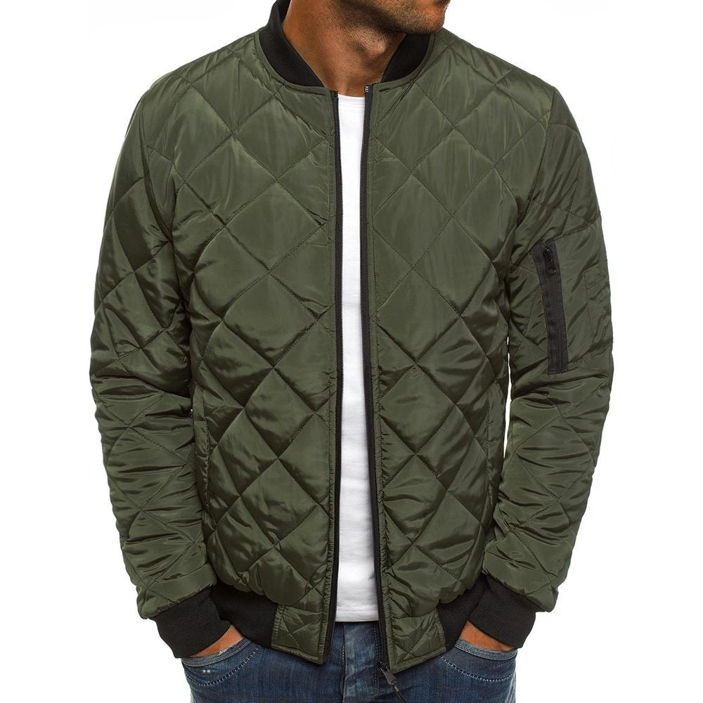 Veste matelassée homme – Coupe régulière – Motif losange – Poignets côtelés – Poche zippée