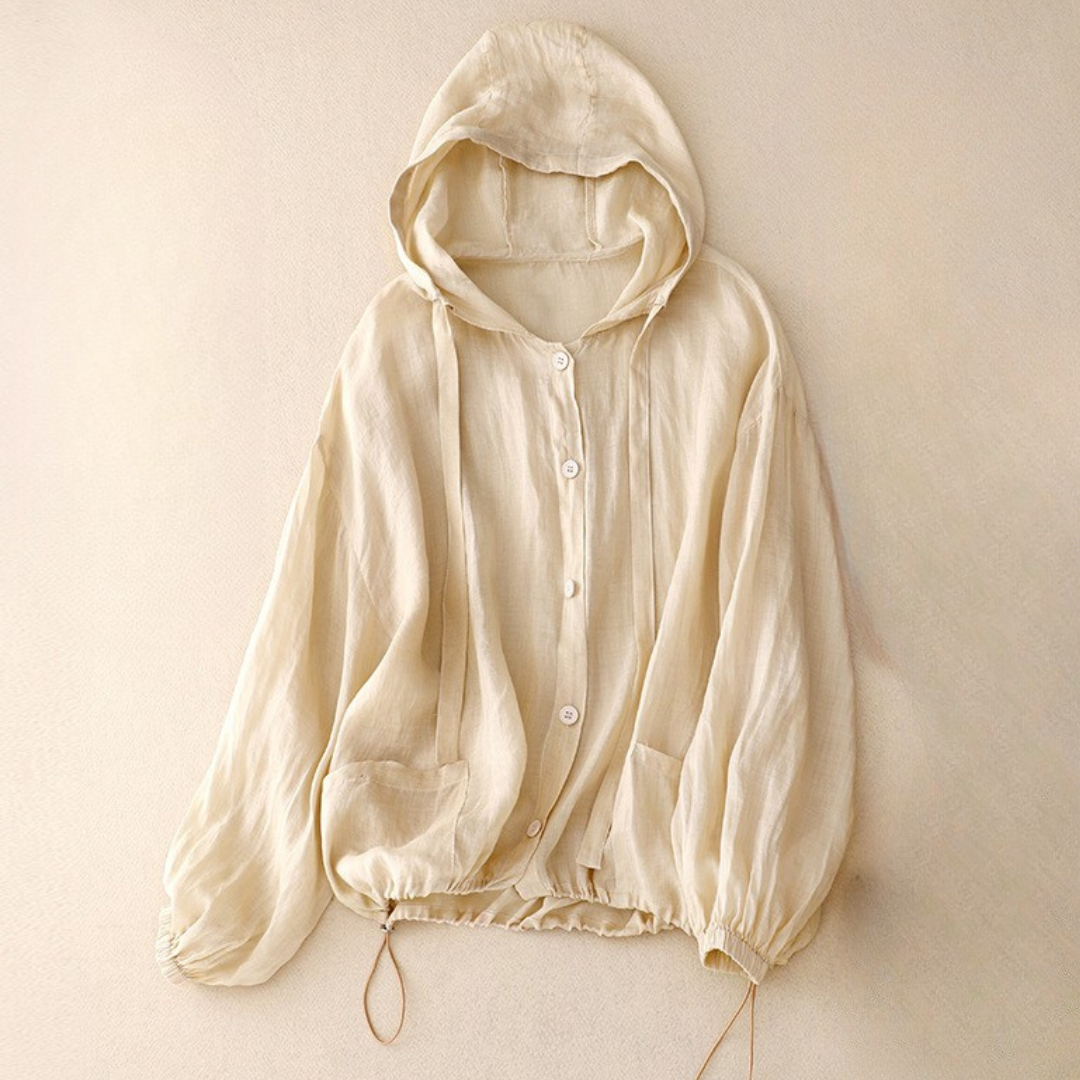 Sweat à capuche femme – Linnen – Coupe oversize – Boutonné – Cordon ajustable