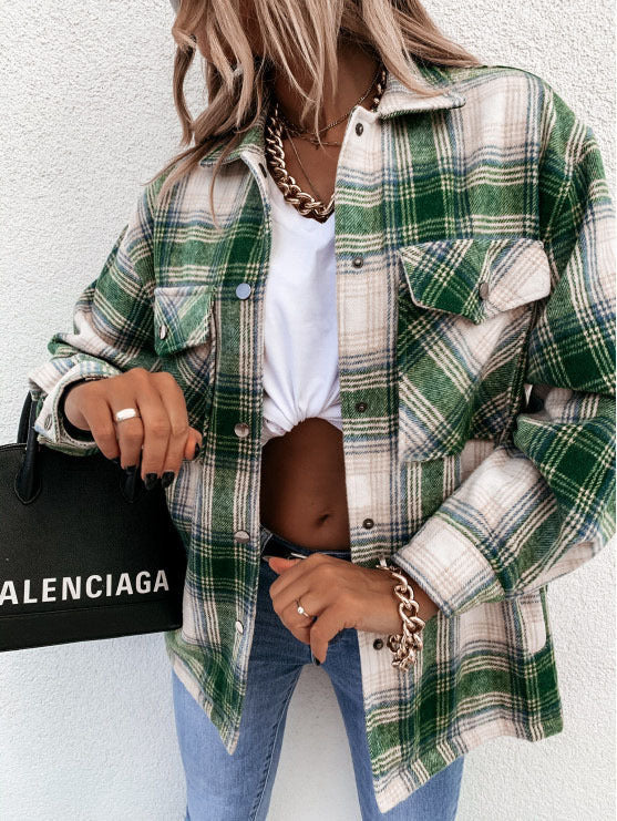 Veste Chemise Femme – Coupe Oversize – Flanelle – Motif Carreaux – Boutonnée