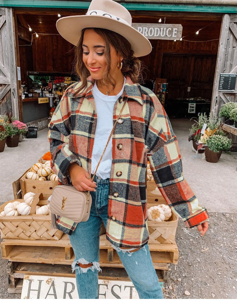 Blouse portefeuille femme – Coupe décontractée – Motif à carreaux – Toucher flanelle