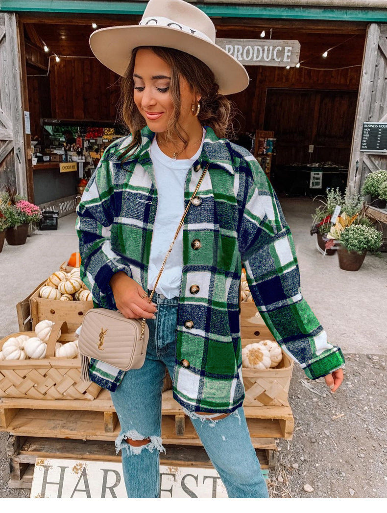 Blouse portefeuille femme – Coupe décontractée – Motif à carreaux – Toucher flanelle
