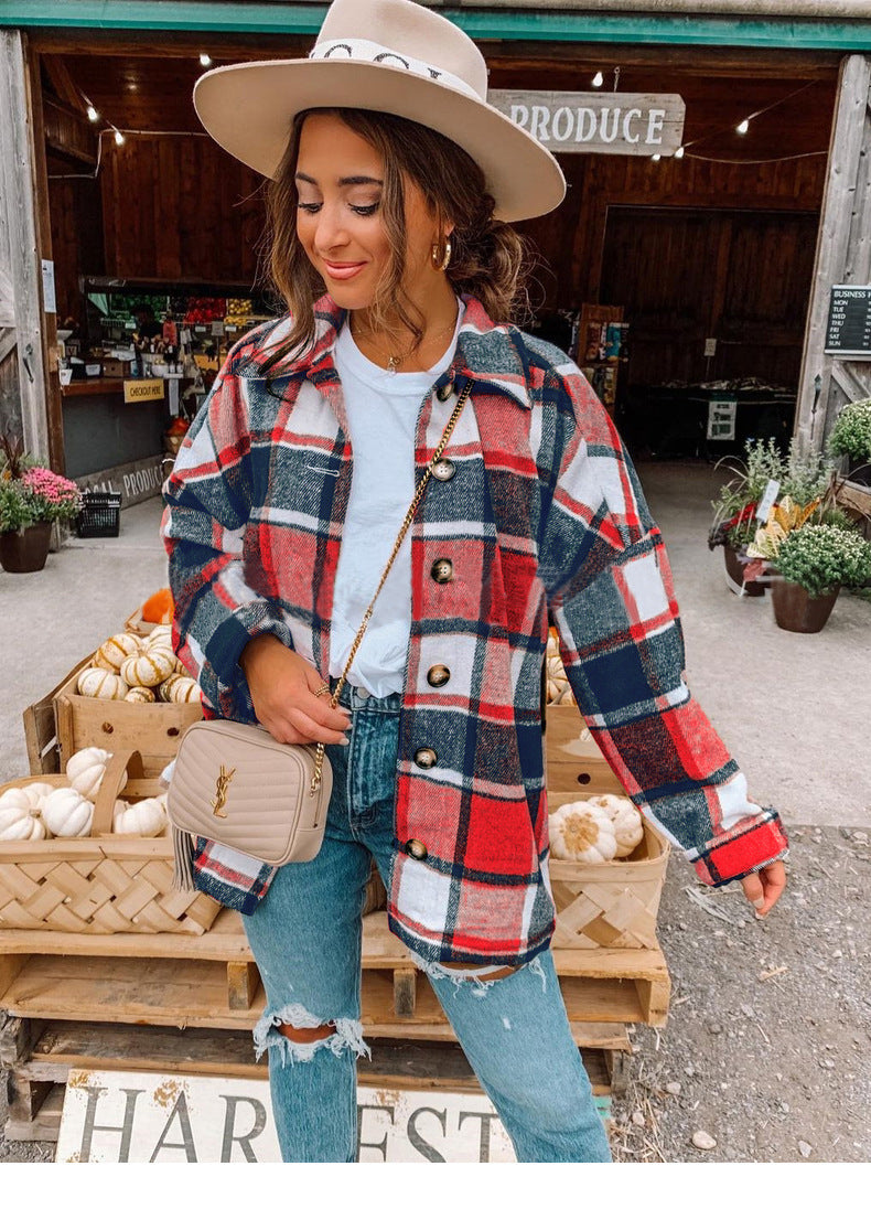 Blouse portefeuille femme – Coupe décontractée – Motif à carreaux – Toucher flanelle