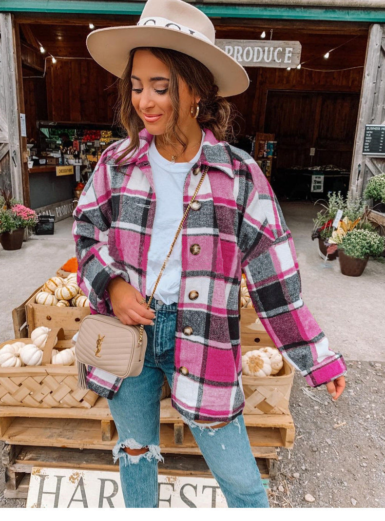 Blouse portefeuille femme – Coupe décontractée – Motif à carreaux – Toucher flanelle