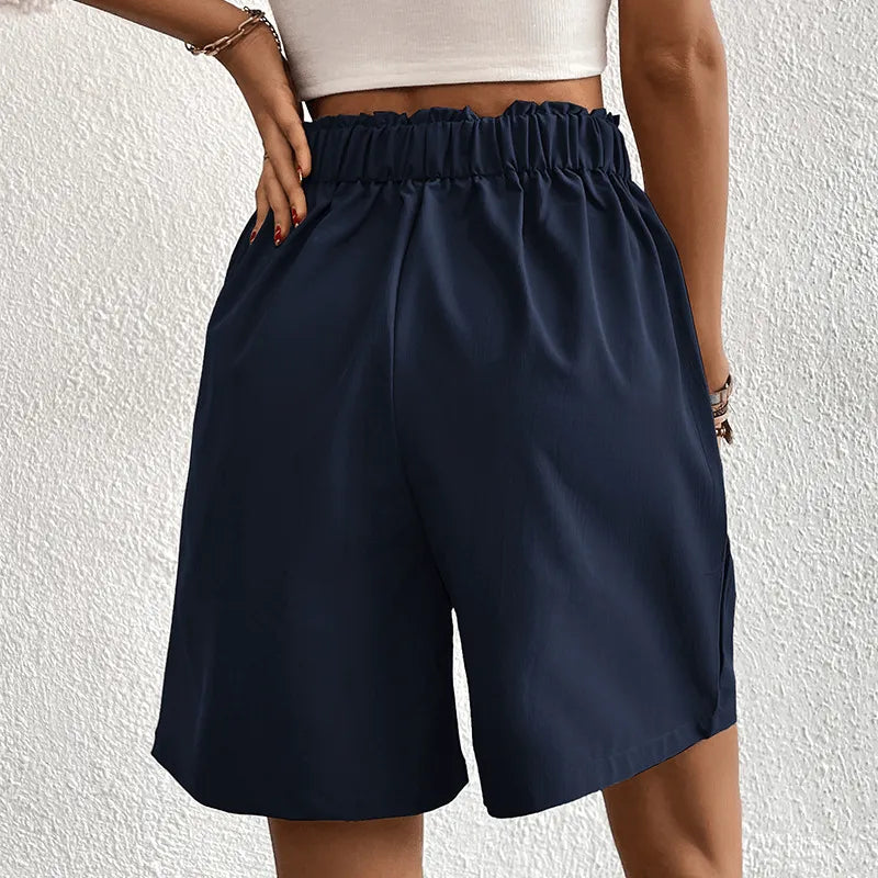 Short femme - Taille haute - Coupe ample - Tissu léger et respirant - Poches pratiques