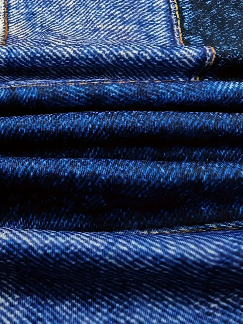 Robe Midi Femme - Cintrée Patchwork Denim - Manches Courtes Col V Chic