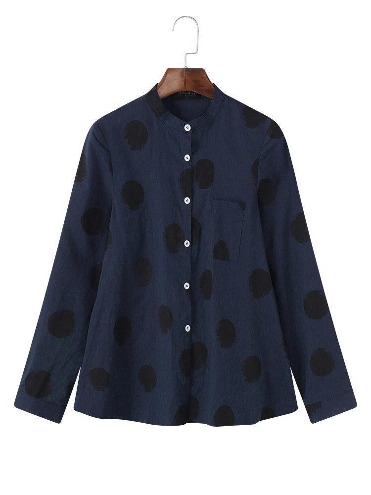 Blouse Femme – Coupe Ample – Tissu Respirant – Imprimé Pois – Manches Longues