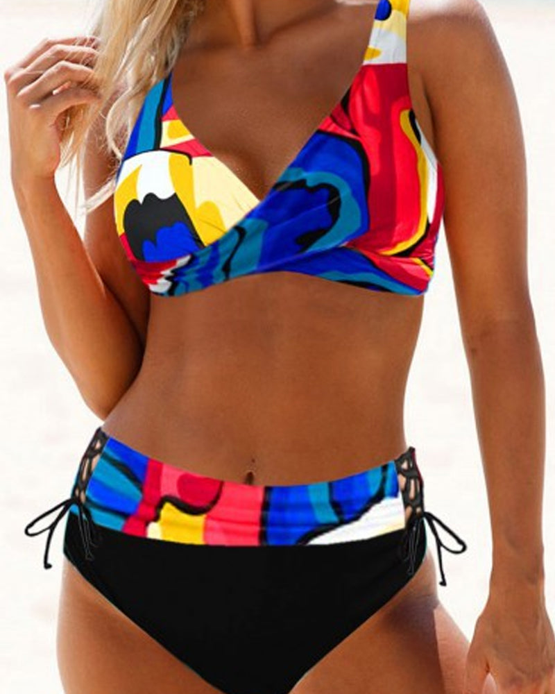 Bikini femme – Coupe ajustée – Haut twisté – Bas noué ajustable – Séchage rapide