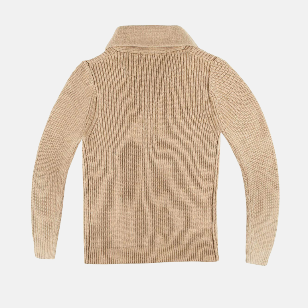 Homme Cardigan - Maille Côtelée - Col Châle - Manches Longues - Coupe Regular - Poches Plaquées