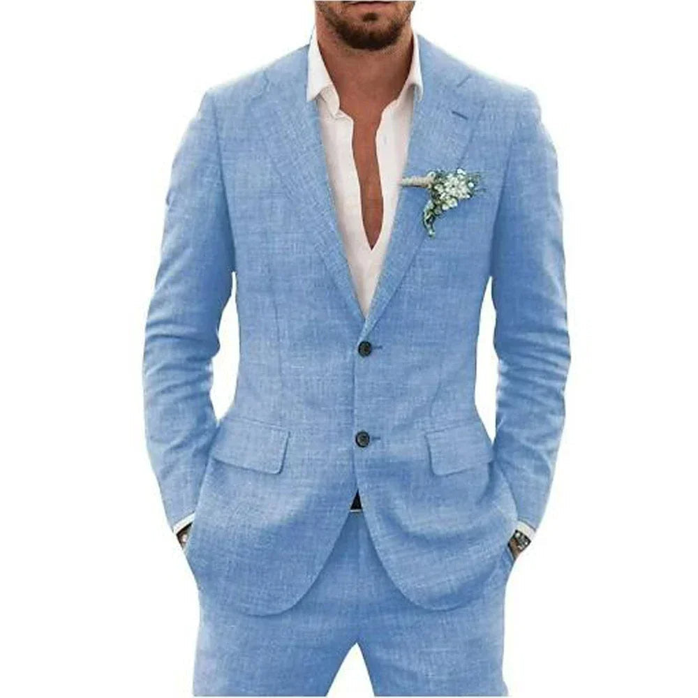 Blazer homme – Coupe slim – Tissu respirant – Deux boutons – Col à revers classique
