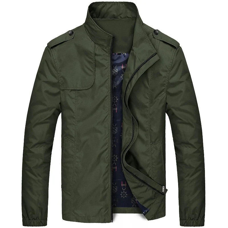 Veste cargo homme – Coupe regular – Tissu léger résistant – Col montant – Poches à rabat