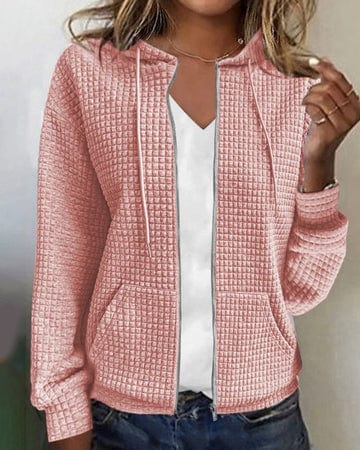 Veste à capuche femme – Coupe décontractée – Tissu matelassé doux – Zippée avec poches