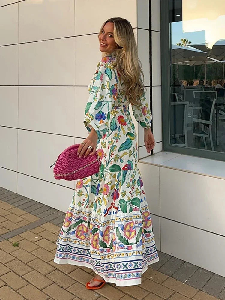 Ensemble Jupe et Top Femme - Style Cache-Cœur - Manches Longues - Motif Fleuri - Fluide