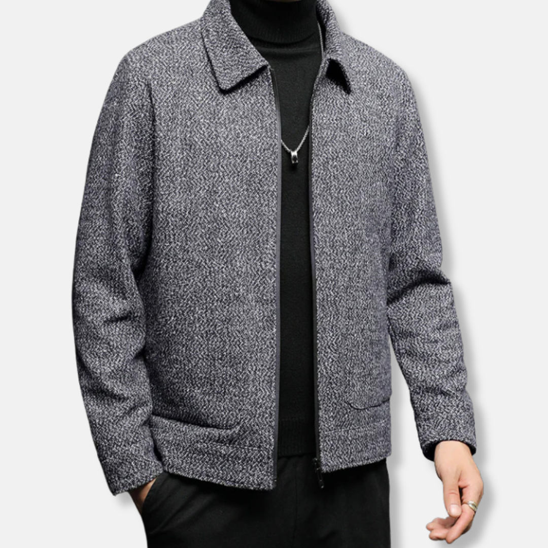 Homme Veste - Tissu Tissé - Coupe Droite - Col Classique - Fermeture Zippée