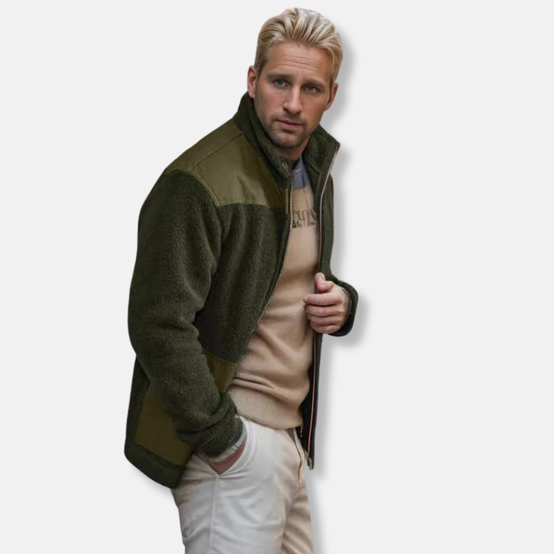 Manteau homme col montant – Polaire douce – Coupe régulière – Fermeture zippée