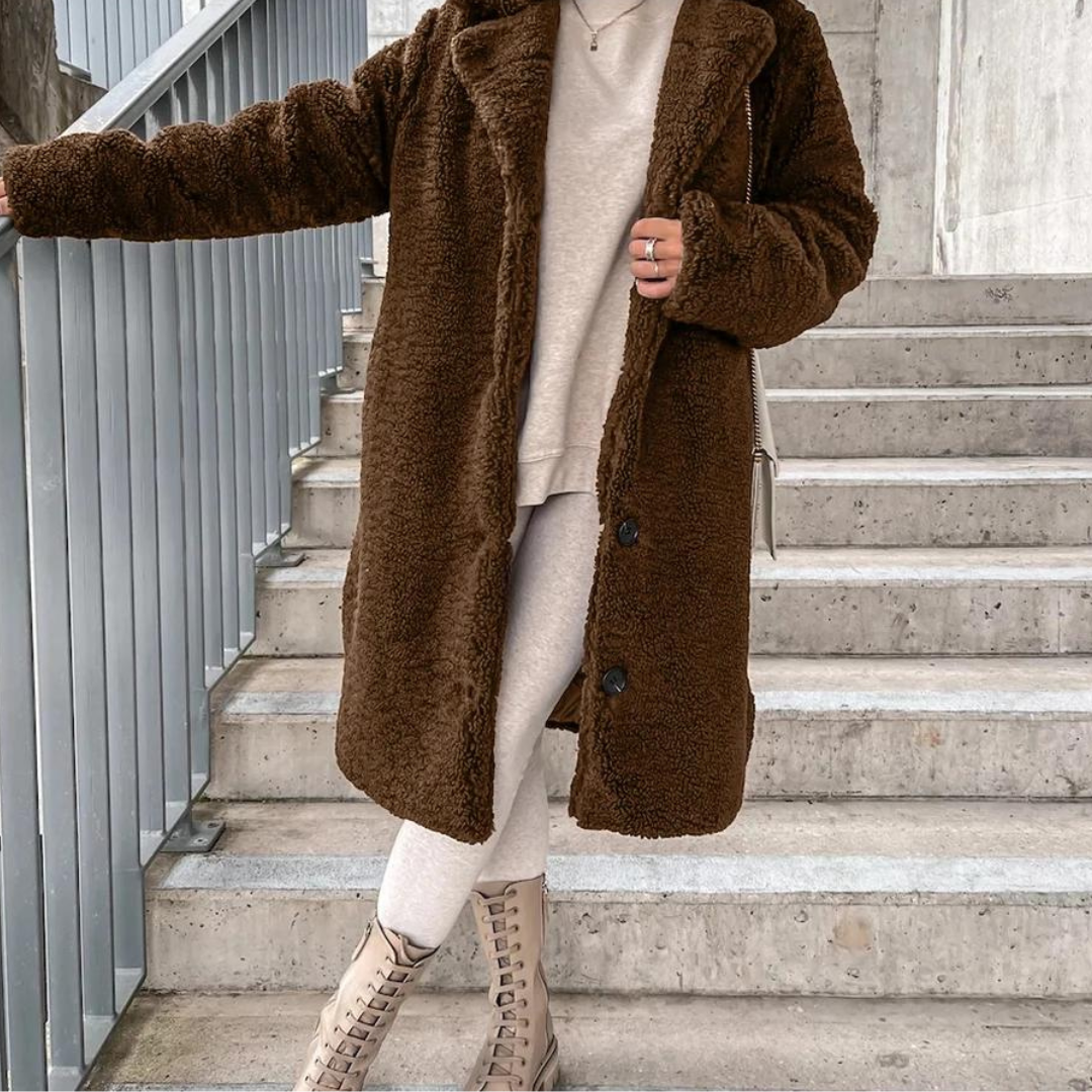Manteau d'hiver élégant et moelleux pour femme