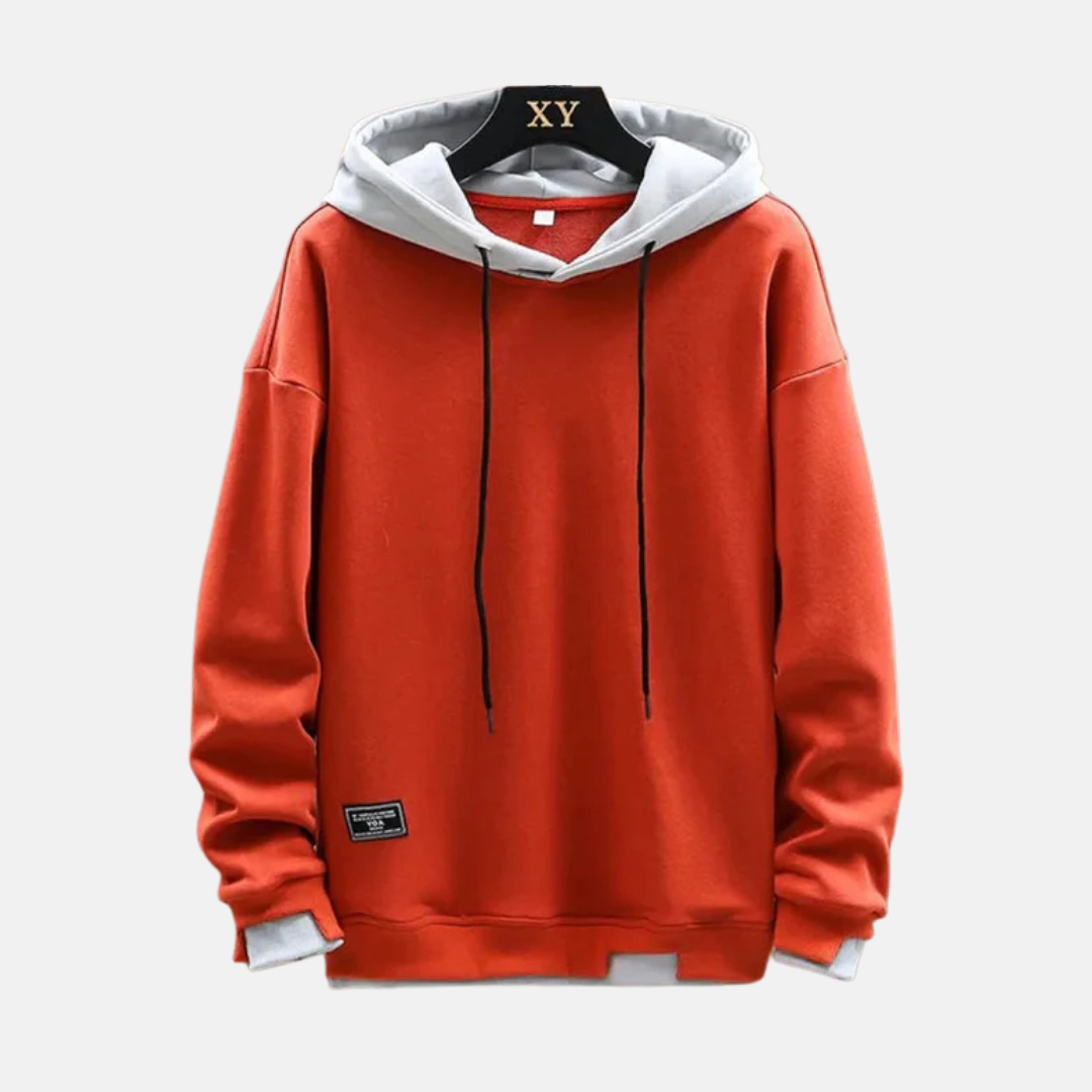 Sweat à capuche homme – Coupe décontractée – Coton mélangé – Capuche à cordon – Bords côtelés