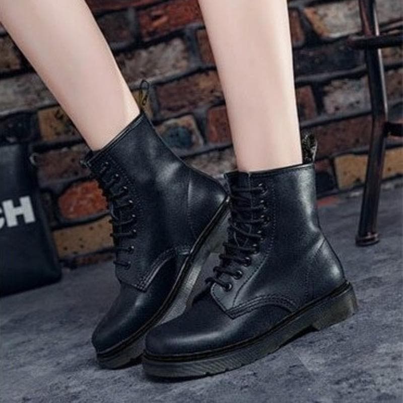 Bottines Femme - Style Combat - Lacets - Semelle Crantée Antidérapante - Confort Durable