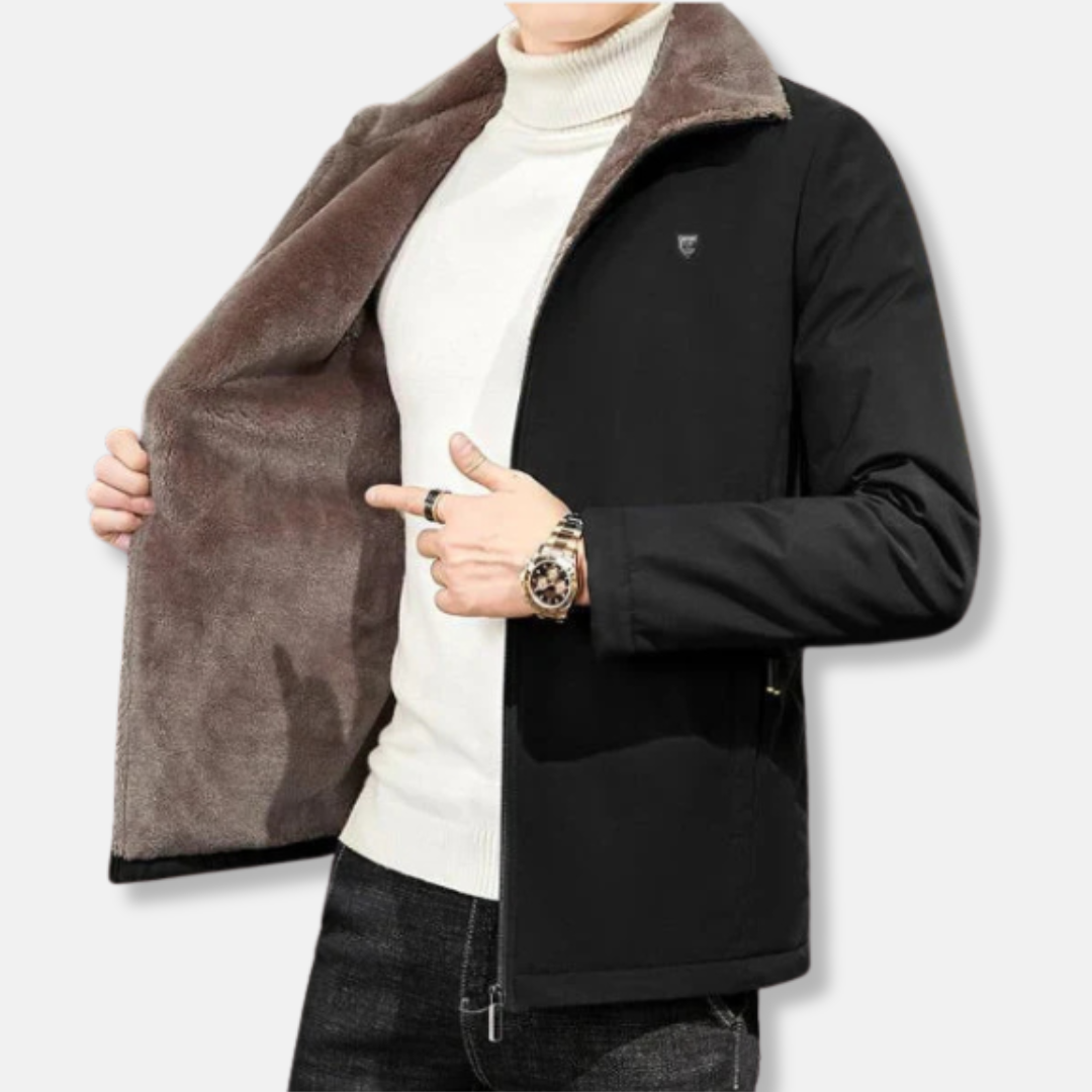 Veste parka homme – Coupe moderne – Doublure fausse fourrure – Imperméable – Longueur hanches