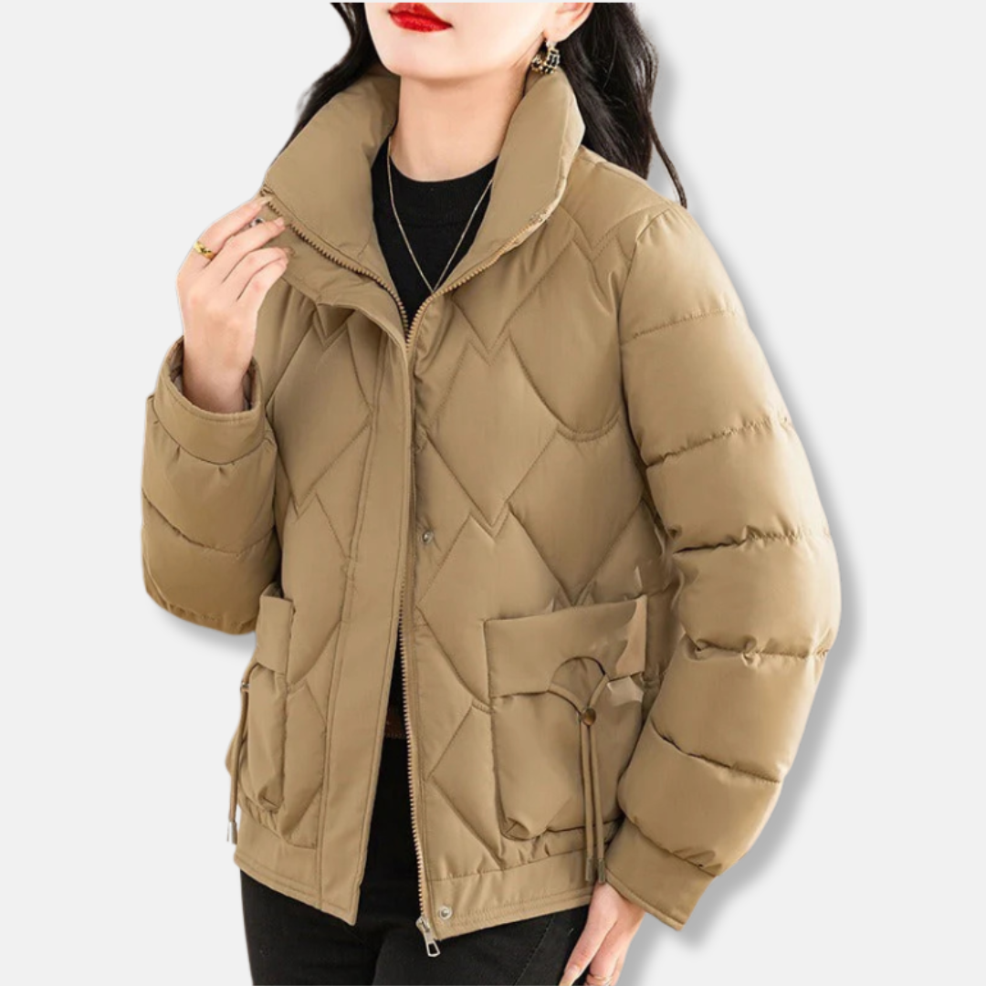 Veste matelassée pour femme - Doublure matelassée isolante - Col montant - Coupe courte