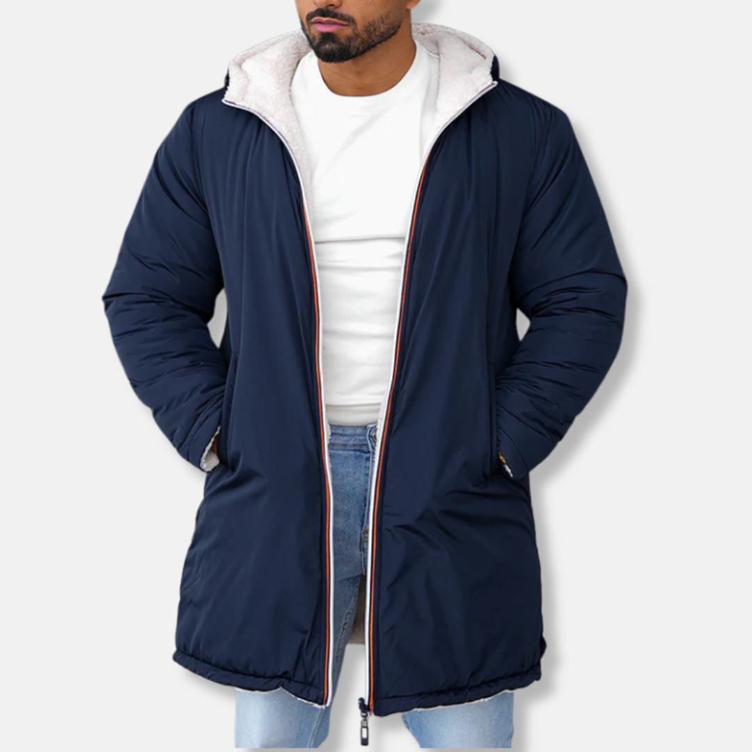 Veste polaire homme – Coupe décontractée – Tissu doux – Capuche – Mi-long zip