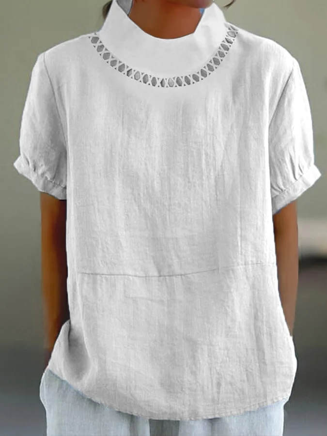 Blouse Femme - Tissu Léger Respirant - Manches Courtes - Découpe Élégante Col Rond
