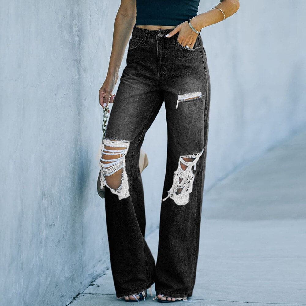 Jean Taille Haute Femme - Coupe Droite - Confort Extensible - Style Classique
