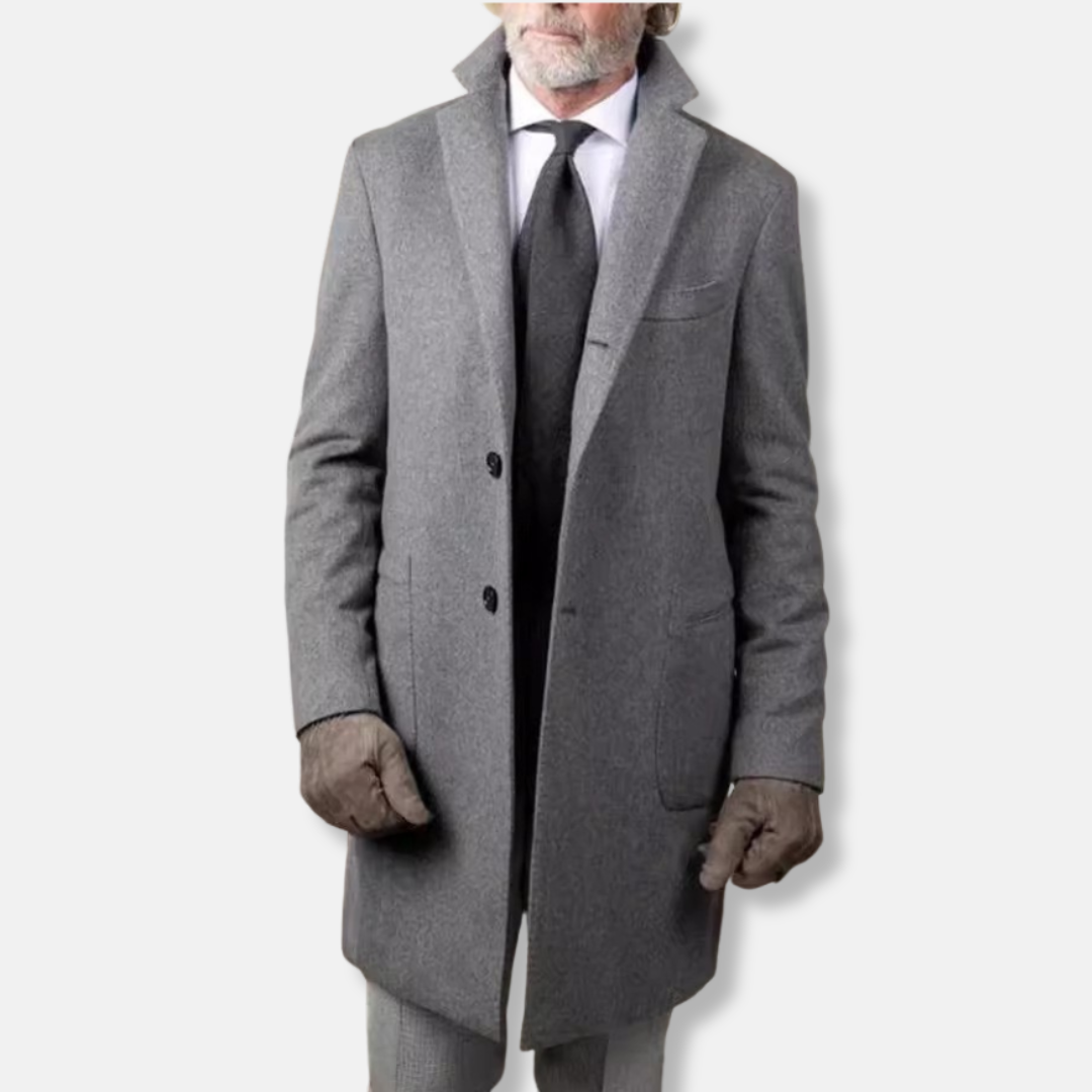 Manteau homme – Laine – Coupe ajustée – Mi-long – Style formel boutonnage simple