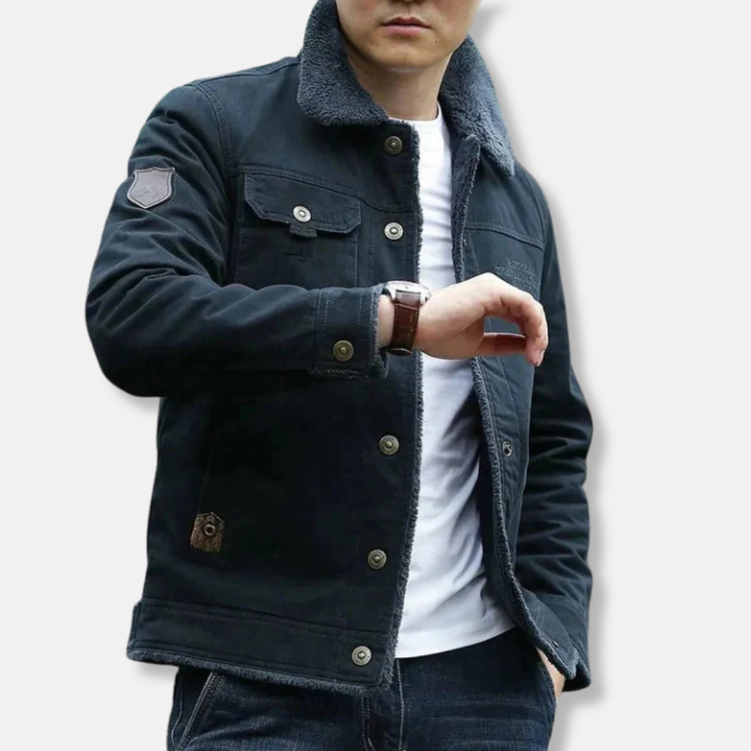 Veste homme – Coupe régulière – Doublure sherpa – Fermeture boutonnée – Style décontracté