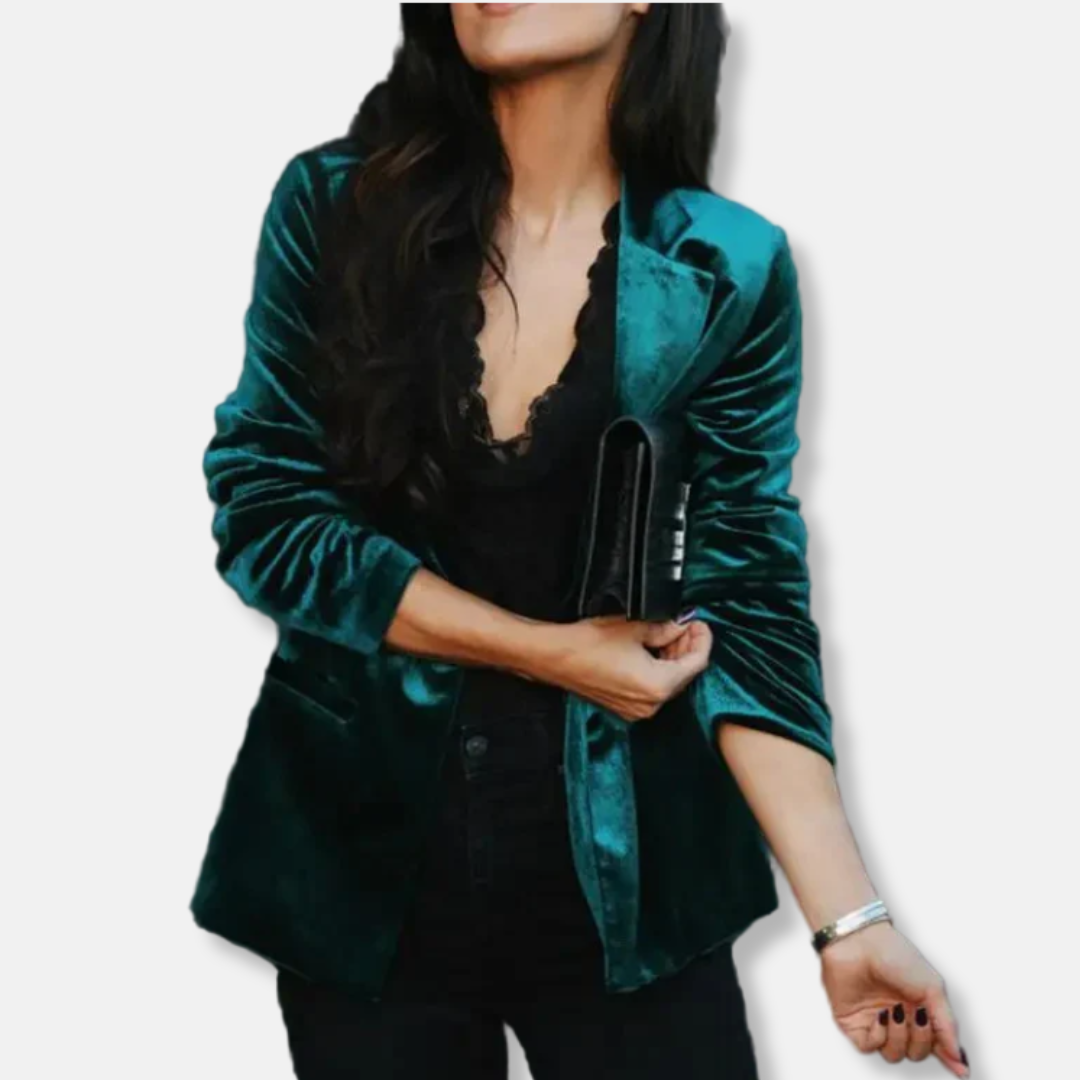 Femme Blazer - Velours - Coupe structurée - Col cranté - Manches longues - Longueur hanches