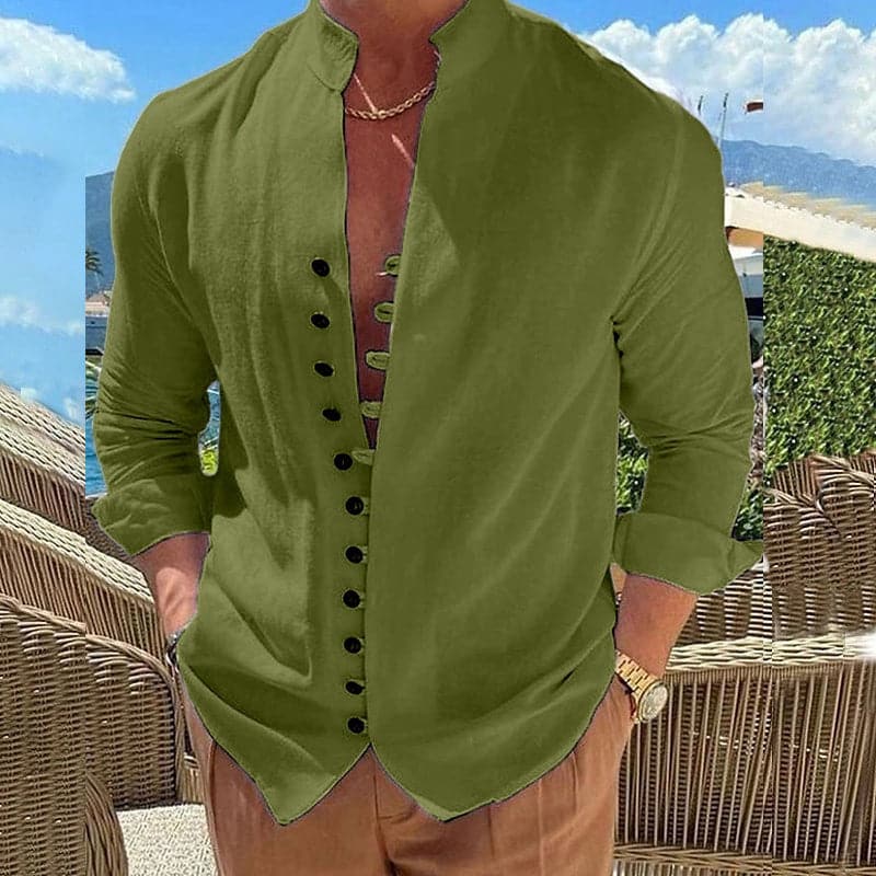 Roger - Chemise élégante en coton avec une élégante patte de boutonnage