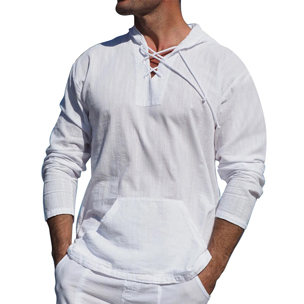 Sweat à capuche homme – Coupe décontractée – Coton doux – Col lacé – Poche kangourou