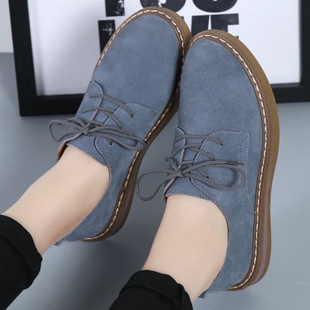 Chaussures Oxford Femme - Daim Élégant - Bout Rond - Semelle Confortable Antidérapante