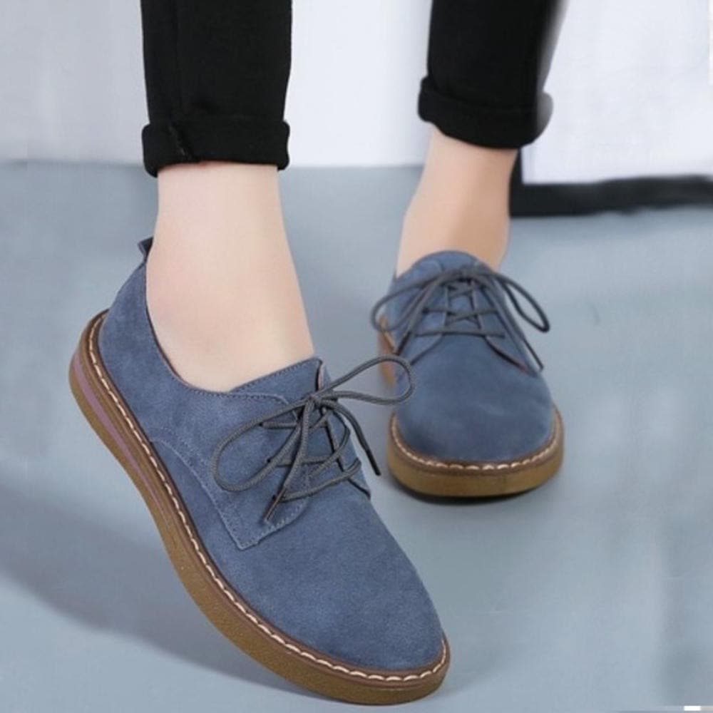 Chaussures Oxford Femme - Daim Élégant - Bout Rond - Semelle Confortable Antidérapante