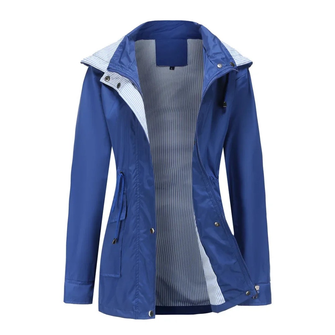 Manteau trench femme – Coupe cintrée – Imperméable – Taille ajustable – Zip et pressions