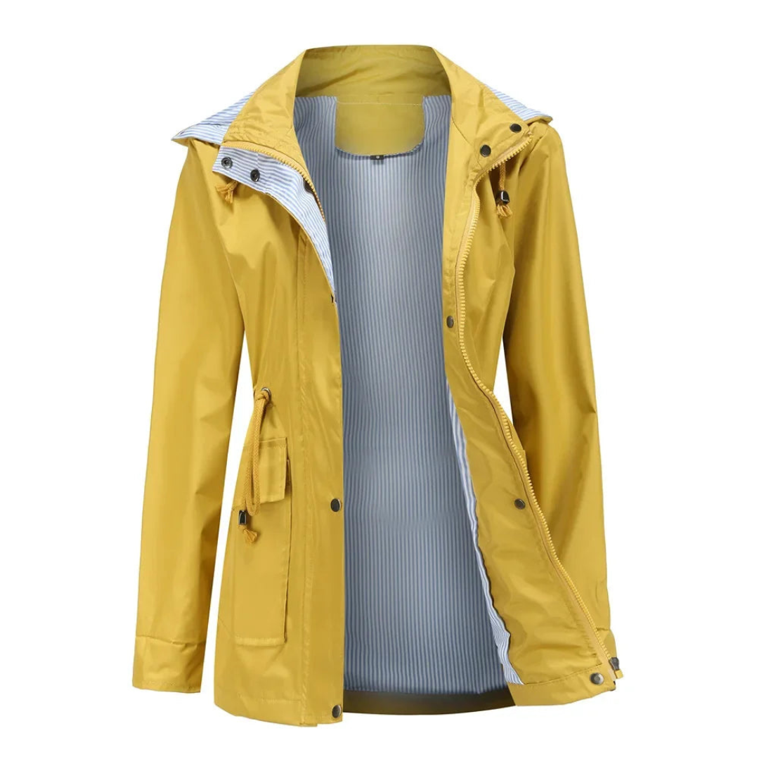 Manteau trench femme – Coupe cintrée – Imperméable – Taille ajustable – Zip et pressions