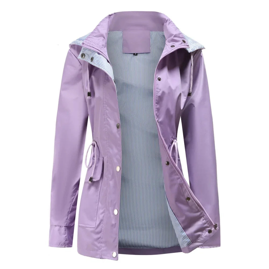 Manteau trench femme – Coupe cintrée – Imperméable – Taille ajustable – Zip et pressions