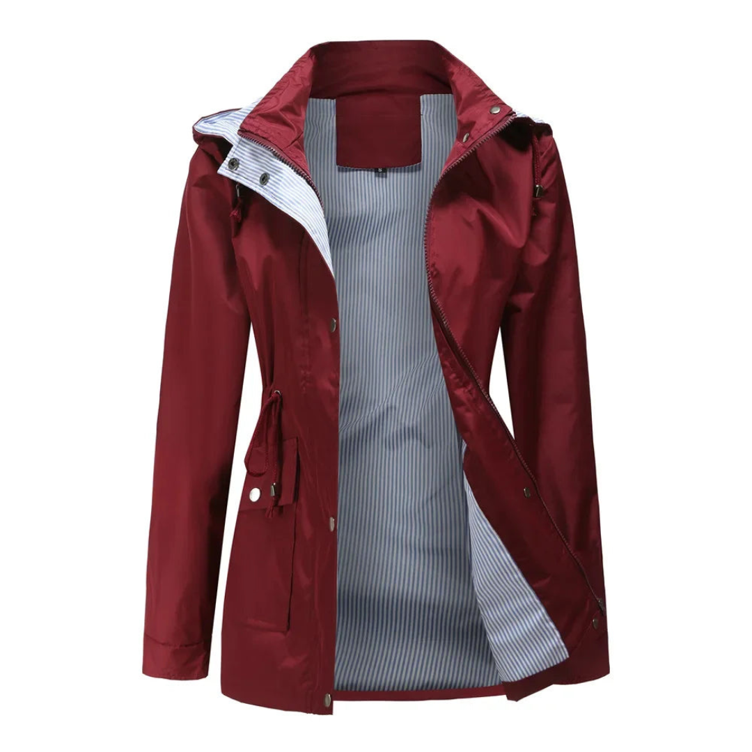 Manteau trench femme – Coupe cintrée – Imperméable – Taille ajustable – Zip et pressions