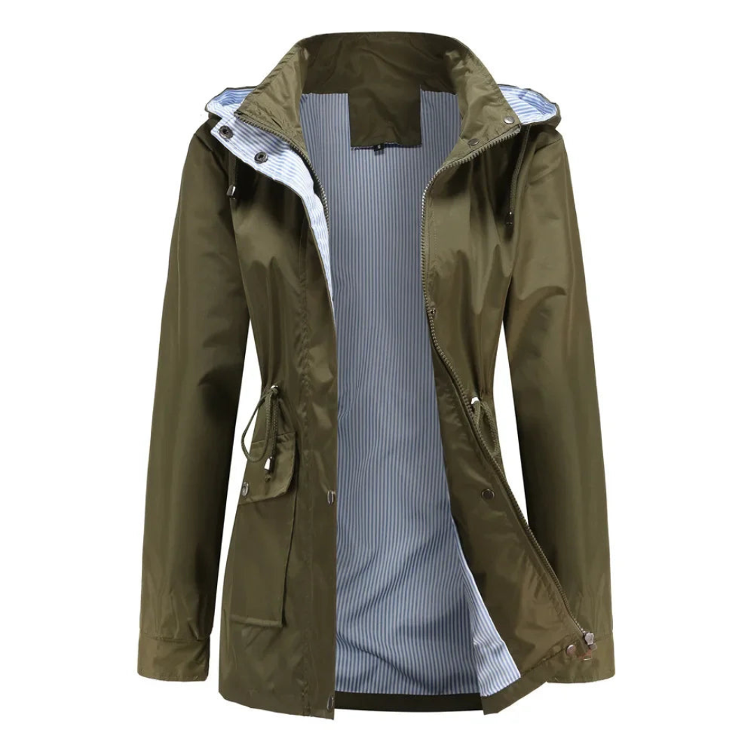 Manteau trench femme – Coupe cintrée – Imperméable – Taille ajustable – Zip et pressions