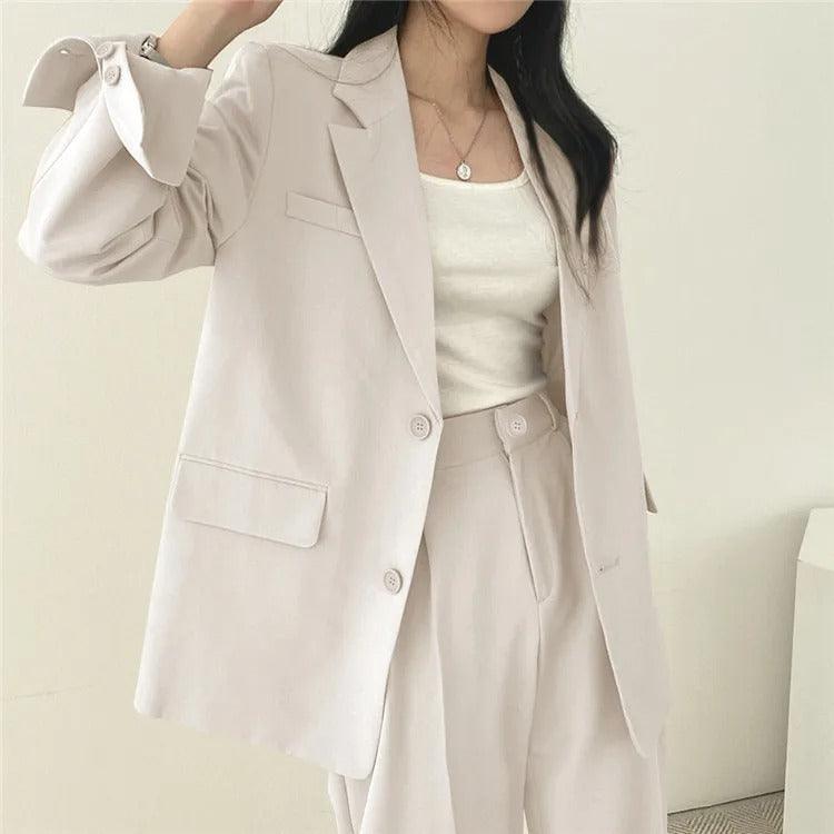 Blazer tailleur élégant et pantalon droit pour femmes - Style raffiné et confortable