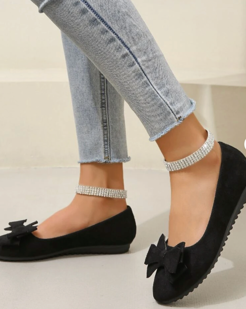 Ballerines femme – Suédine douce – Noeud élégant – Enfilage facile – Style décontracté