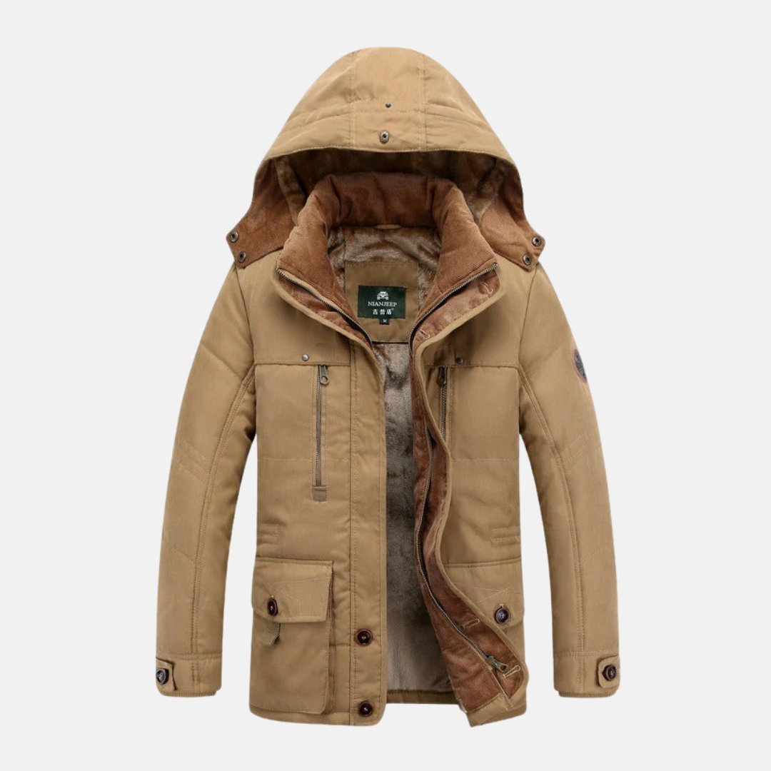 Homme Veste - Tissu Tissé - Col Montant Avec Capuche - Manches Longues