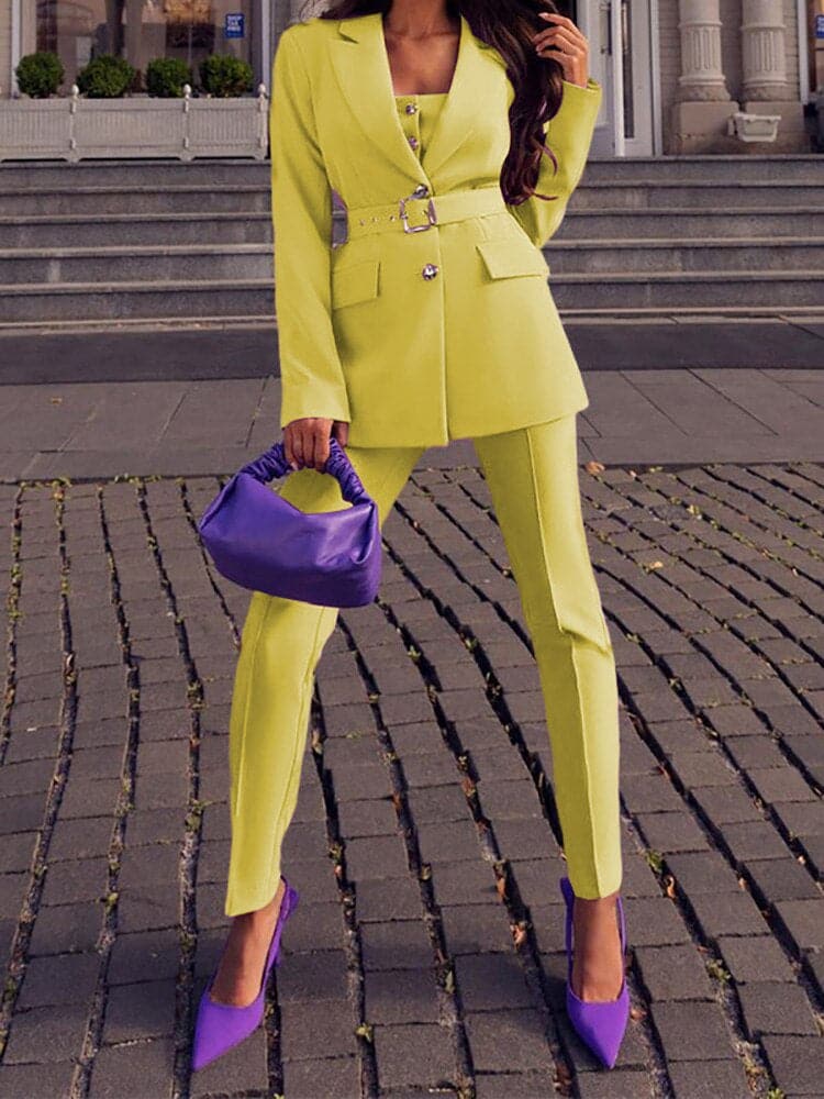 Oprah - Ensemble de haute qualité avec ceinture, ensemble et pantalon