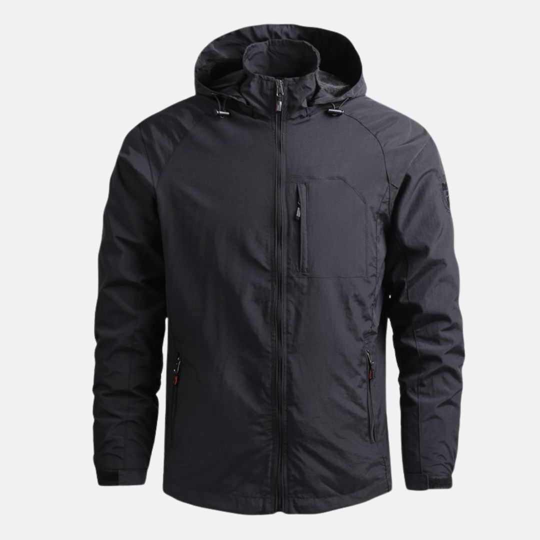 Homme Veste - Tissu Tissé Léger - Col Montant Capuche - Manche Raglan