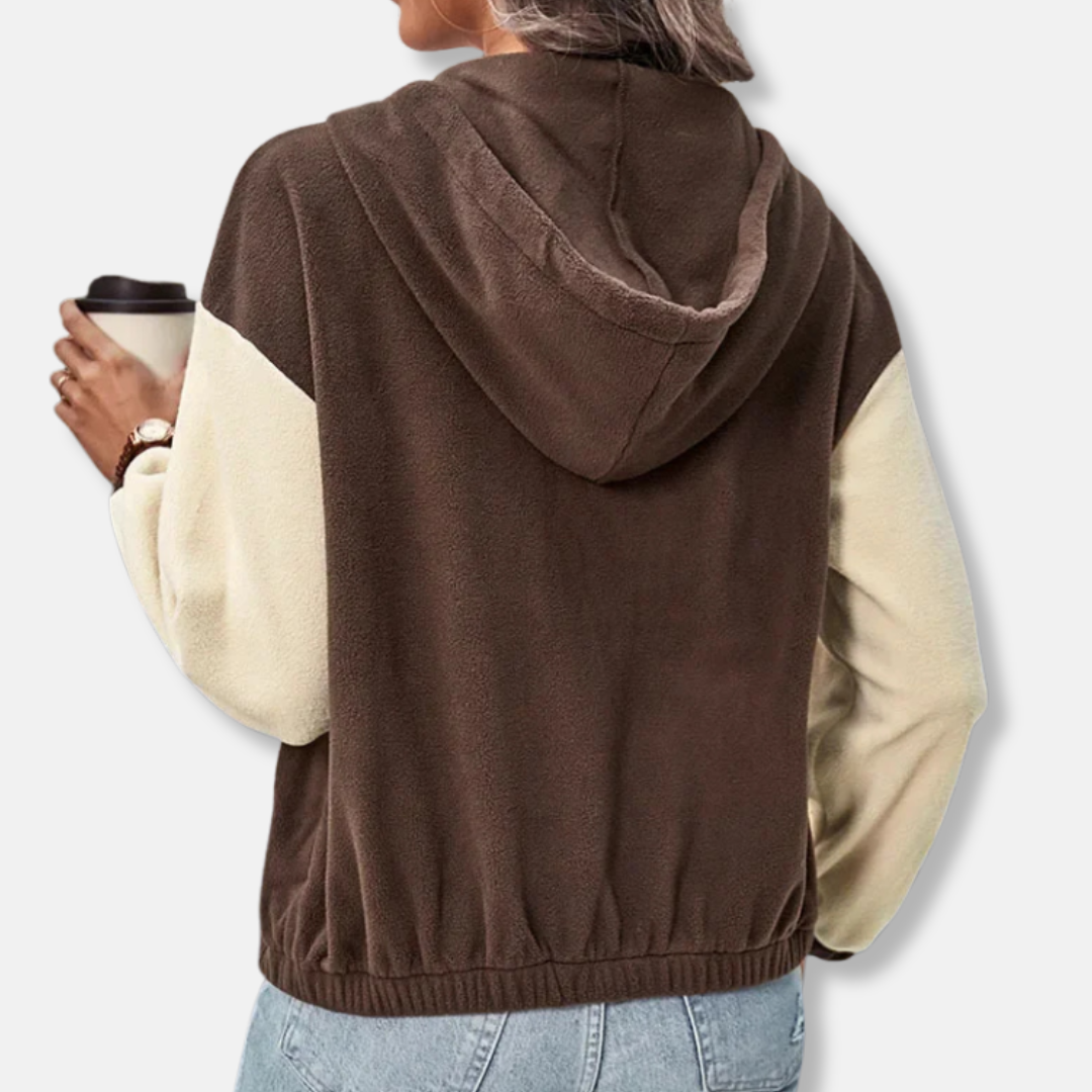 Femme Sweat à Capuche - Maille Douce - Coupe Décontractée - Taille Ceinture - Manches Longues