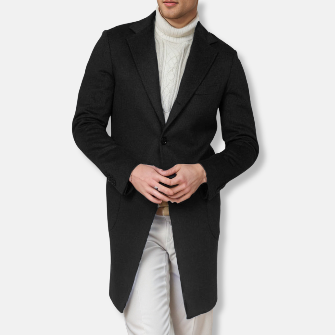 Manteau homme – Laine – Coupe ajustée – Mi-long – Style formel boutonnage simple