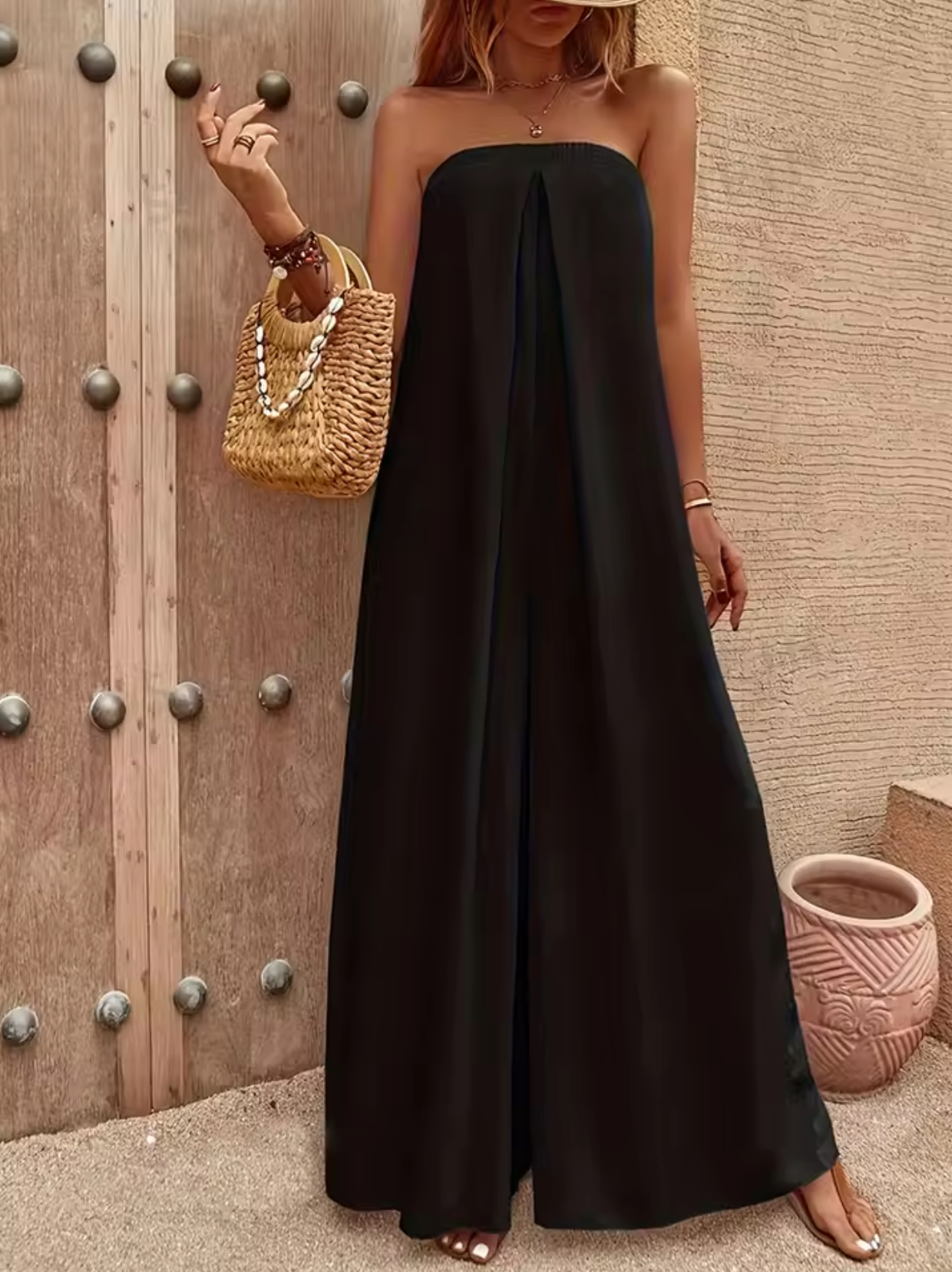 Robe Longue Femme – Sans Bretelles – Fluide et Légère – Tenue Décontractée Élégante