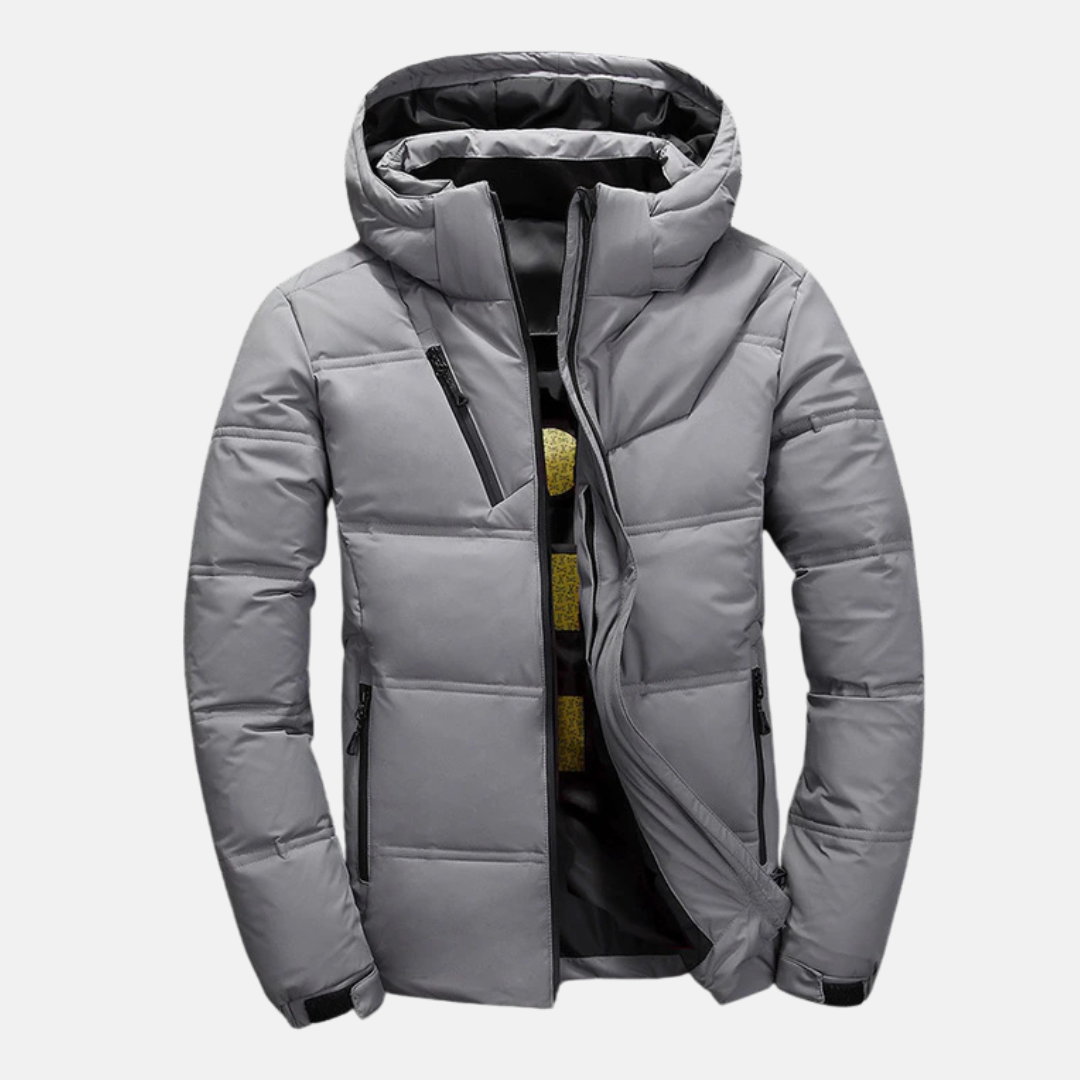 Homme Doudoune - Tissu Tissé - Col Montant - Capuche Ajustable - Manches Longues